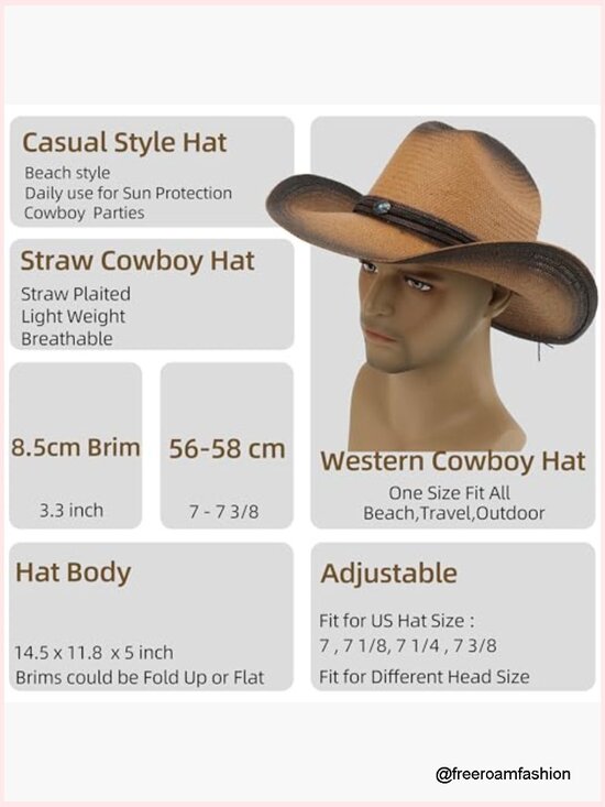 Classic Western Cowgirl Hat with Adjustable Fit, Breathable Straw main image 4
